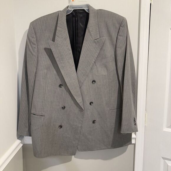 Vintage LeBaron Gray Clothes Mens Suit Jacket Blazer Size 46R 537253 - Picture 1 of 5